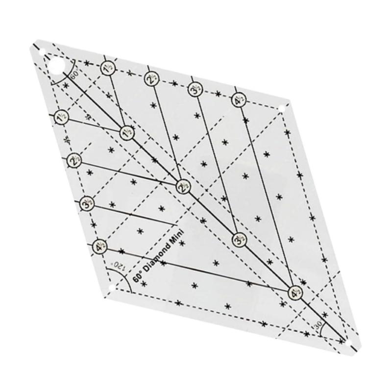60 graders quiltmall Sylineal Quiltlinjal Hantverkslinjal för Enkla Quiltmönster Tillbehör