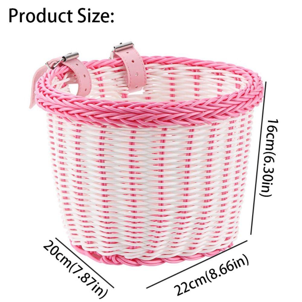 Adjustable Leather Straps Front Handlebar Basket Handwoven Cycling Handlebar Basket  Girls Bike