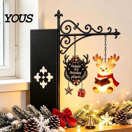 Classic Literature Lover Gifts Christmas Library Lantern, Mini Decorative Bookshelf Reading Lamp, Vintage Metal LED Small Desk Lamp for Office