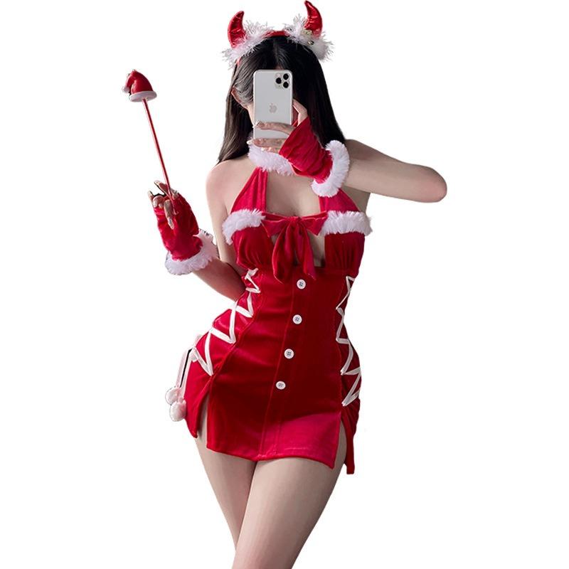 Original Lingerie Christmas Outfit Without Passion Uniform Sexy New Robe Dress Seduction