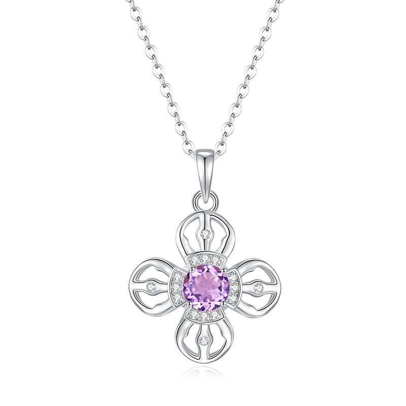 Elegant S925 Silver Vajra Necklace, Natural Crystal Pendant, Premium Clavicle Chain 925 silver