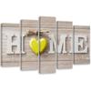 Five Piece Picture Canvas Print Home Heart Yellow Beige