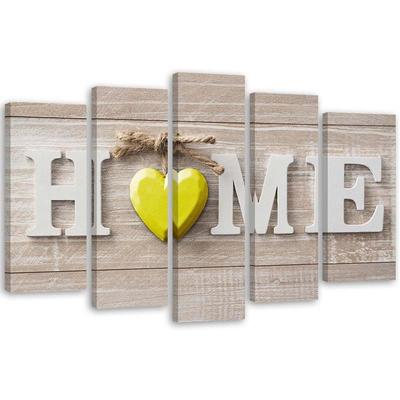 Pětidílný obraz na plátně Home Heart Yellow Beige