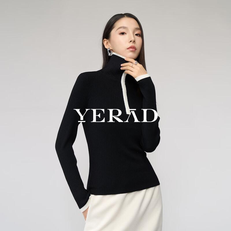 Women s Color Block Wool Blend Turtleneck Knit Sweater M