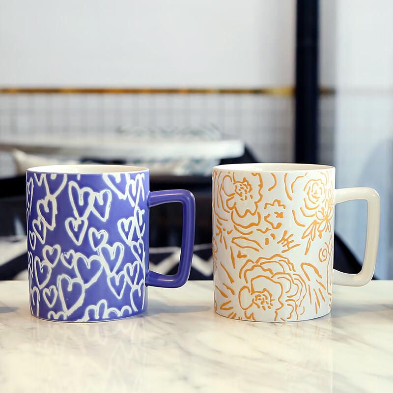Nordic Style Floral Ceramic Mug