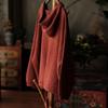 Vintage Wool V-neck Hooded Sweater in Orange