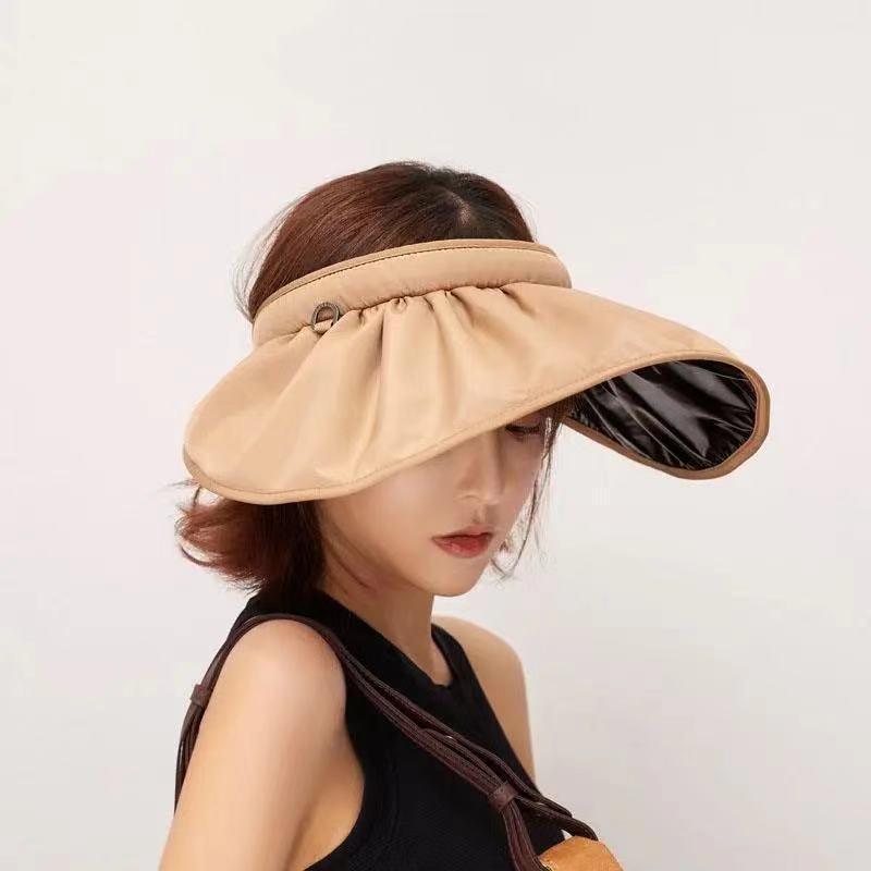 Women's Dual-Use Vinyl Sun Hat with UV Protection and Large Brim