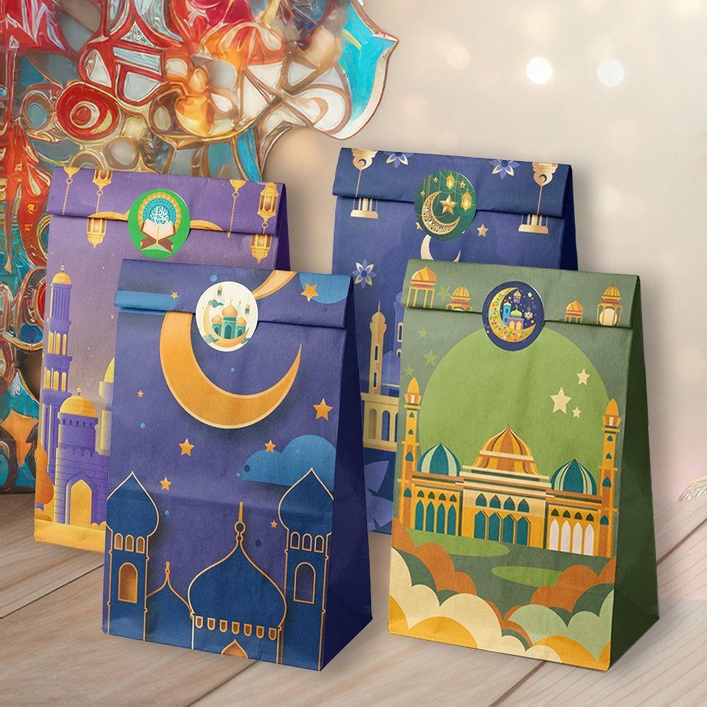 12Pcs Mixed Pattern Eid Mubarak Gift Bag Multicolor Eid Mubarak Gift Paper Bags  Party Supplies