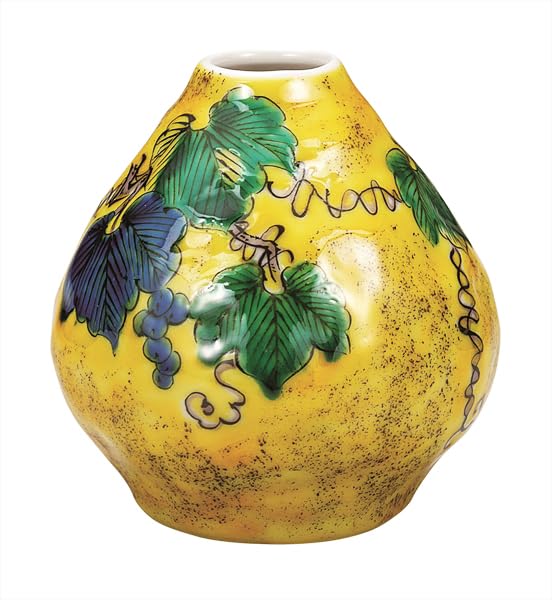 Kutani Ware Iwataya 2.8 Size Single Flower with Yoshidaya Grapes K9-1276