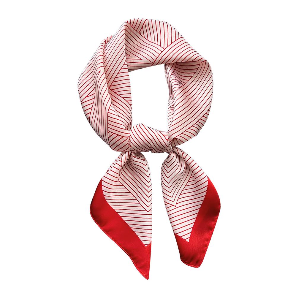 Spring And Summer Striped Simulated Silk Scarf 70 * 70Cm Small Square Scarf For Women With T-Shirt Shawl Decoration Tied Bag Scarf