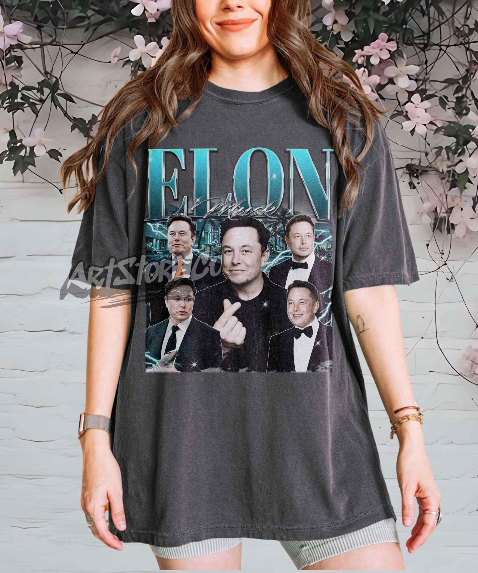 Elon Musk Retro Collage Graphic Tee, Vintage Inspired Apparel S