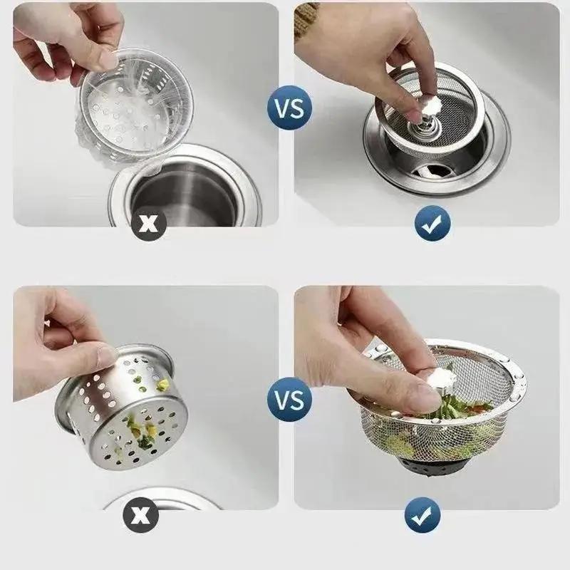 1 Pcs Household Sink Filter Stainless Steel Sink Sewer Filter Kitchen Tools Bathroom Floor Drain Waste Plug Filter