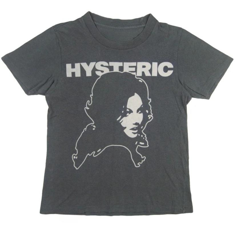 Hysteric Glamour 90s Retro Style Charcoal Reprint T Shirt for Men Women Y2k Graphic Short Sleeve Shirt Unisex Men Women Summer