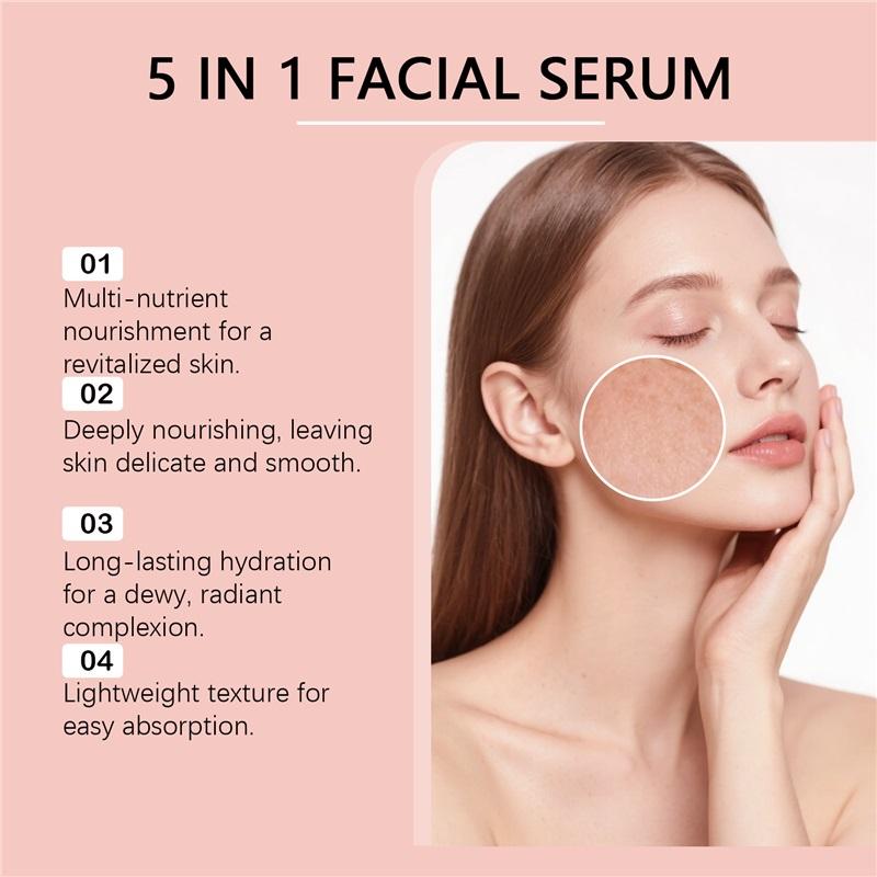 5 in 1 Hyaluronic Acid Face Serum Fade Fine Lines Tighten Skin Barrier Boosts Skin Elasticity Moisturizes Collagen Facial Serum