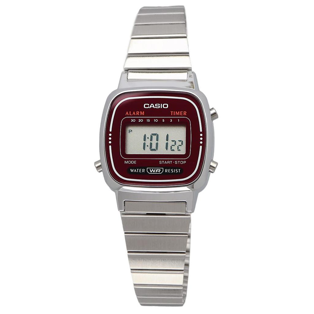 CASIO LA670WA-4 Digital Watch Silver x Bordeaux Women's Overseas Model