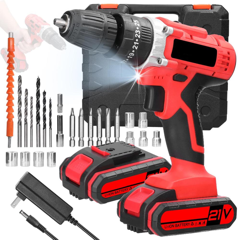 Household 3in1 Multifuctional Electric Drill Handheld Lithium Screwdriver 21V Impact Drill Brushed