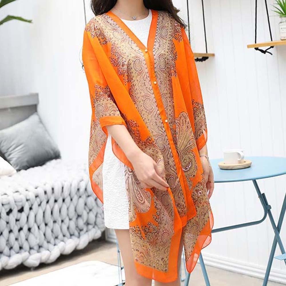 With Buckle Sunscreen Thin Large Scarf Breathable Seaside Vacation Cloak  for Mom
