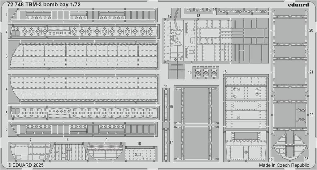 Eduard 1/72 TBM-3 Bomb Bay Etching Parts (for Hobby Boss) Plastic Model Kit Parts EDU72748 (Airplane)