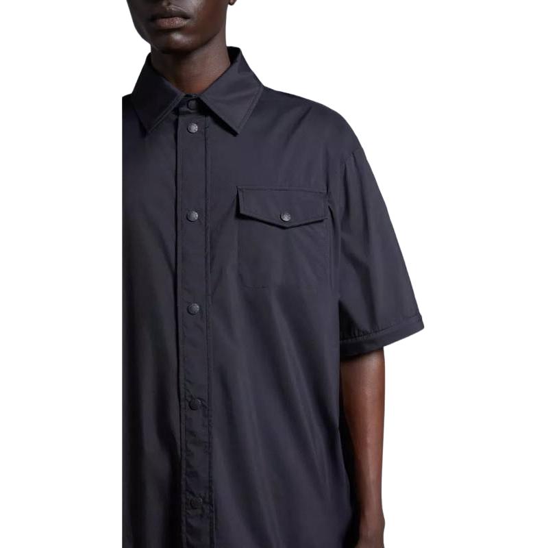 Moncler Spliced Fitted Collar Pocket Long Sleeve Shirt Men shirts Black J10912F00008596TM999