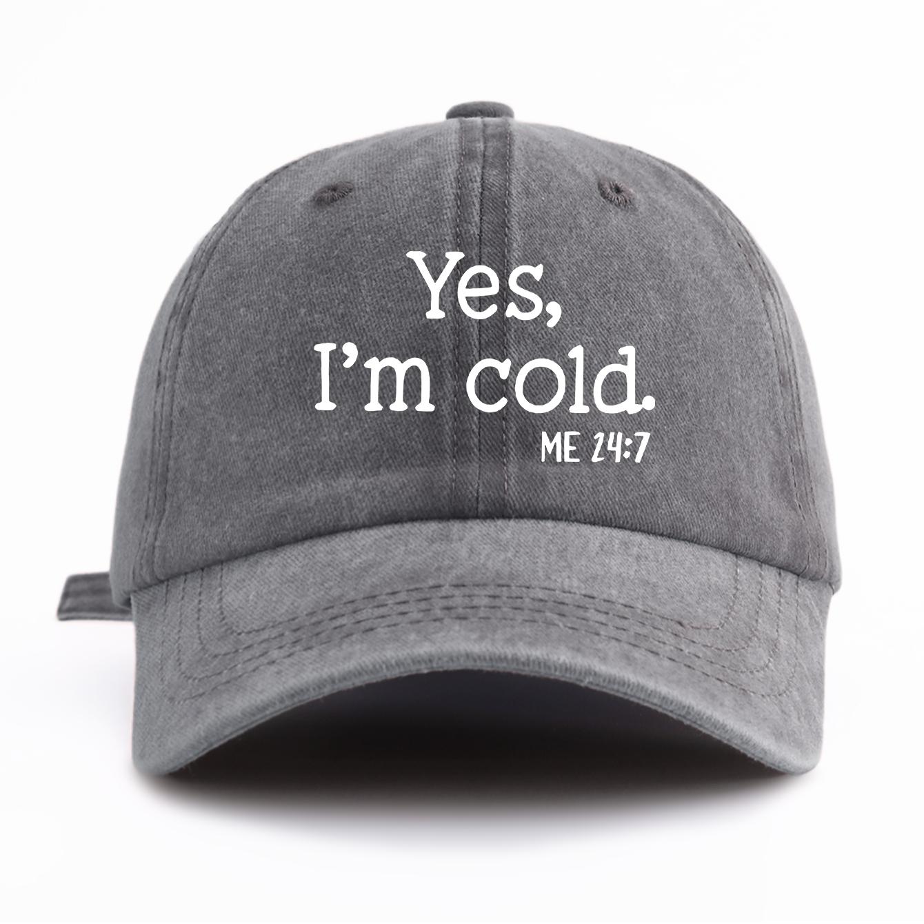 

1pc COLD Print Washed Baseball Cap for Adults,Minimalist Retro Style Casual Soft Adjustable Dad Hat, Perfect As Gift серый
