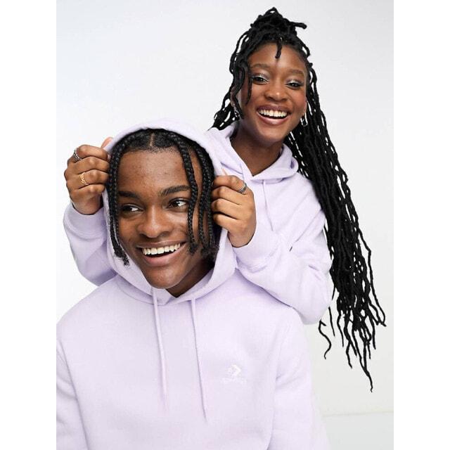 

Худи классического кроя Converse фиолетового цвета с вышивкой шевроном