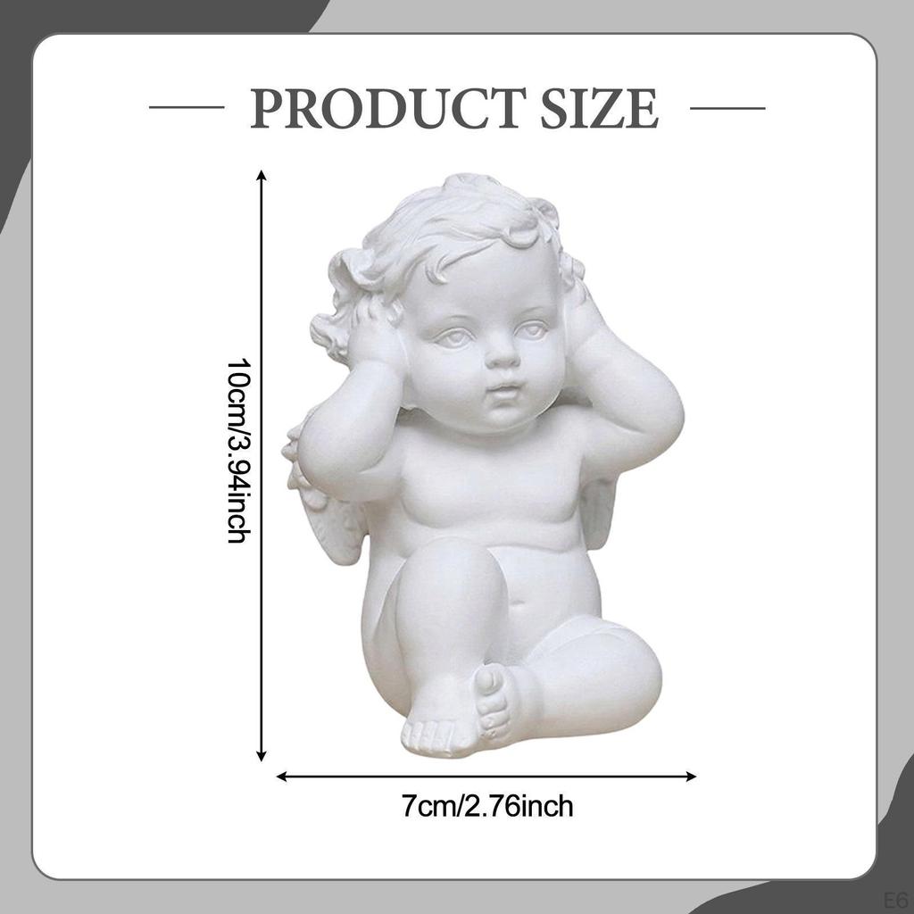 Angel Statue Resin Sculpture Decoration Retro Nordic Style Desktop Ornament for Living Room