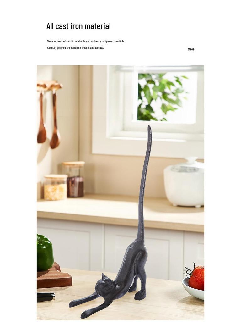 Nordic Cast Iron Cat Paper Towel Holder for Kitchen or Picnic