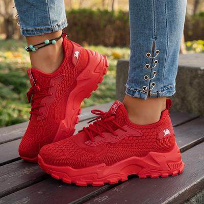 Red Sneakers For Women Shoes Flying Slip On Breathable Mesh Sneakers Woman Spring New Lightweight Tennis Sports Ladies Casual
