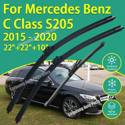 Escobillas de Limpiaparabrisas con Recubrimiento de Silicona Delanteras Traseras para Mercedes Benz Clase C S205 2015 - Familiar 22"+22"+10" Limpiaparabrisas de Coche Parabrisas