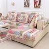 Pastoral Style Sofa Cushion Towel Washable Cotton Anti Slip Seat Pad Floral Fragments Sofa Cover Splicing Sewing Couch Slipcover