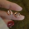 Beixi S925 Sterling Silver Rose Gold Heart Stud Earrings - Elegant Women's Niche Design