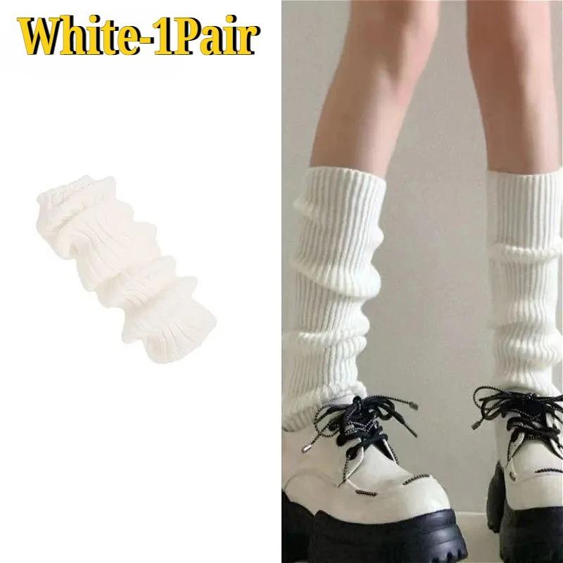 

Y2K Leg Warmers 40cm Korean Lolita Girls Long Socks for Boot Pile Up Socks Foot Warming Cover Solid Color Thermal Furry Stocking One Size