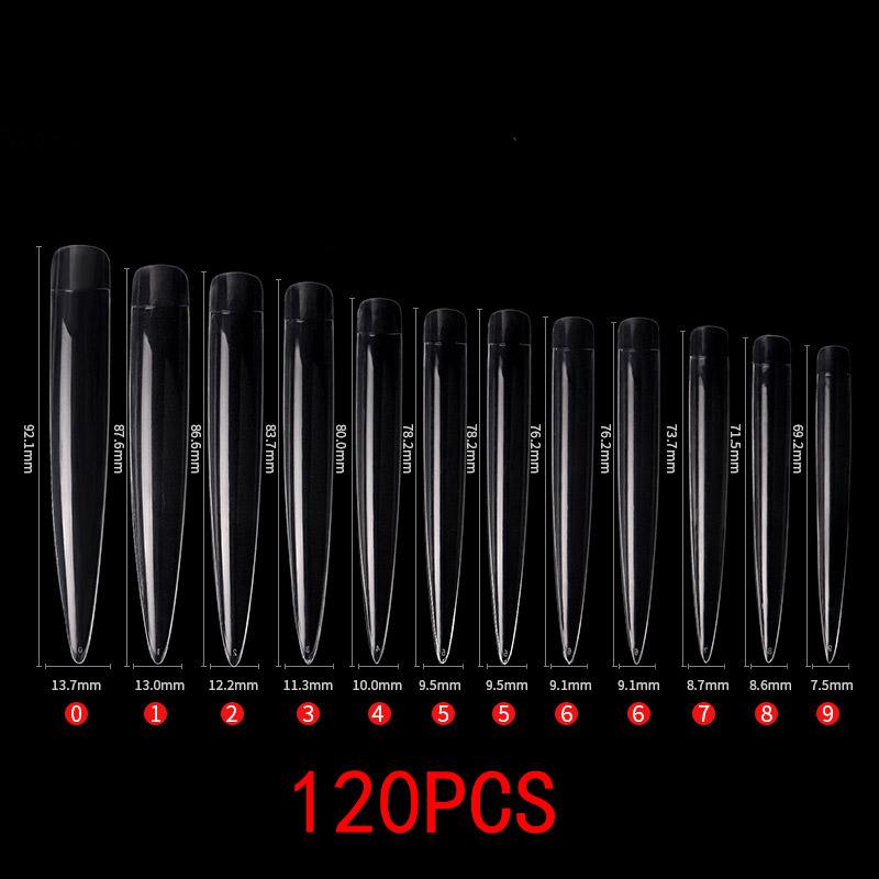 120 buc. XXL Extensie de vârfuri pentru unghii false Acoperire completă sculptate, transparent, natural, artificial, pentru unghii false, gel pentru unghii, instrumente pentru manichiură