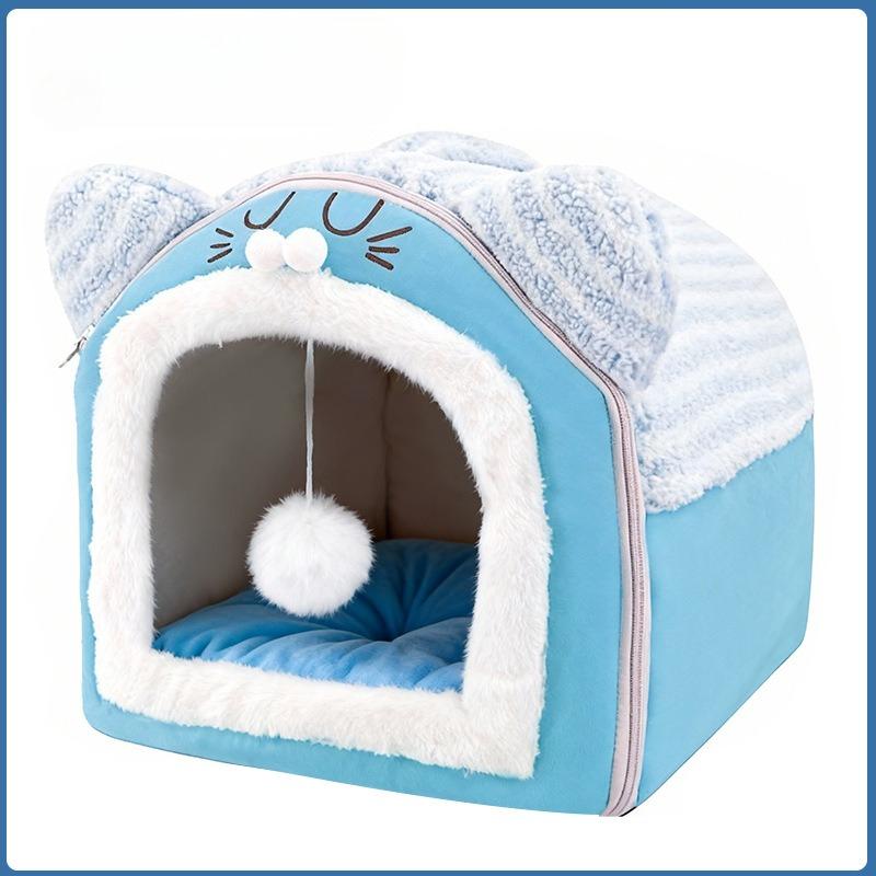 Pet Litter Cat Litter Plush Warm Pet Litter Cat Villa Pet Bed Dog Litter Pet Fully Enclosed Litter Removable and Washable