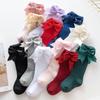 Infant Baby Girls Cute Bow Knee High Socks Cotton Baby Toddler Bowknot Solid Color Socks Kid Breathable Sock 0-2Y
