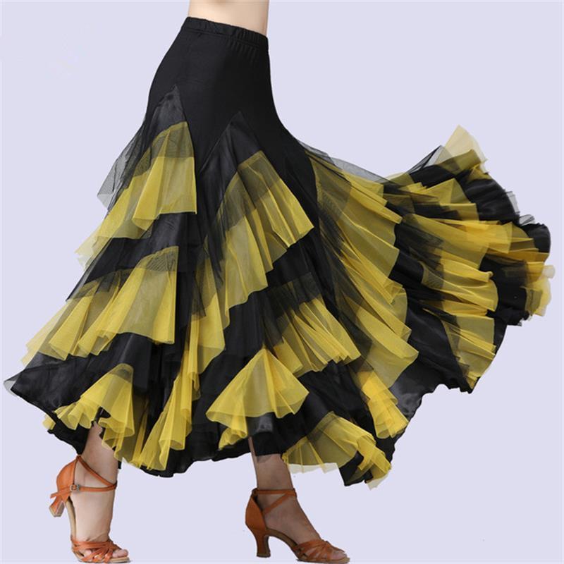 Women Flamenco Dancing Costume Waltz Ballroom Dance Dress Classical Competition Practice Layered Big Swing Spanish Skirts