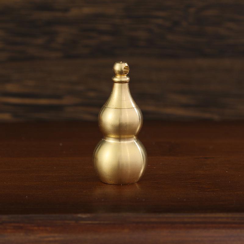 Pure Copper Brass Gourd Pendant with Five Emperors Coins