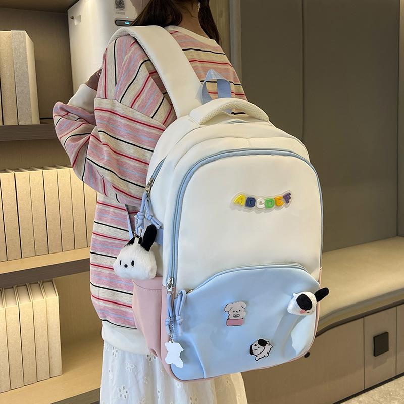 Schoolbag Japanese Ins Student Schoolbag Small Fresh and Sweet Contrasting Color Versatile Backpack Mori Girl Backpack Light