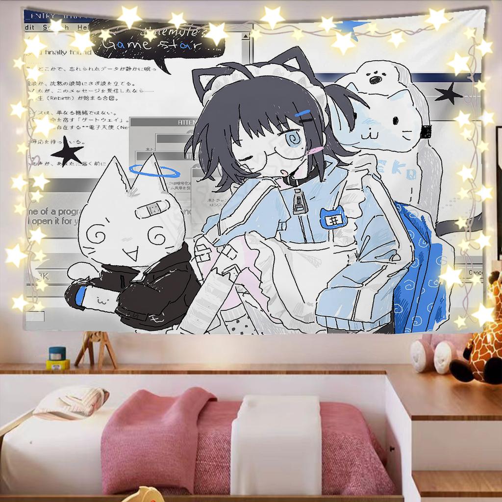 Kawaii Home Decor Wall Hanging Tapestry Anime Girl Tapestry Wall Bedroom Background Decor Cute Fashion Lady Tapestries