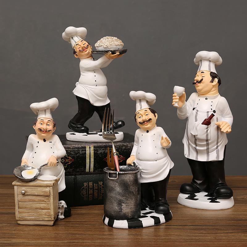 European Chef Figurine - Decorative Ornament for Home, Cafe, Cake Shop, or Living Room