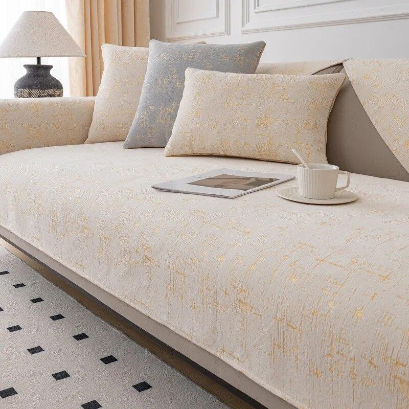 

Чехол для дивана из синели, жаккардовый чехол для дивана с золотой нитью, Нескользящий однотонный чехол для дивана, полотенце для гостиной, чехол для дивана, домашний декор