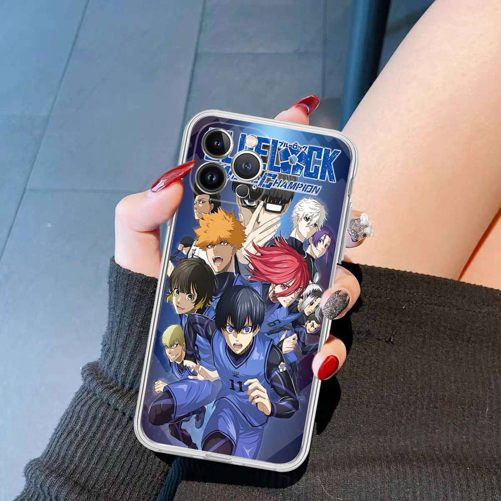 Football Anime B-Blue L-Lock Transparent Soft Phone Case For IPhone 15 12 14 16 17 13 Plus 11 Pro Max 13 Pro