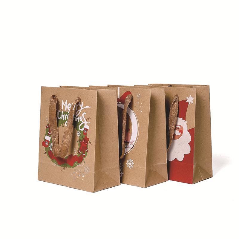

12pcs Christmas Kraft Paper Tote Bags Recyclable Gift Bags for Candy Cookies Packaging Party Favors Retail 12pcs&18.5x9x22cm