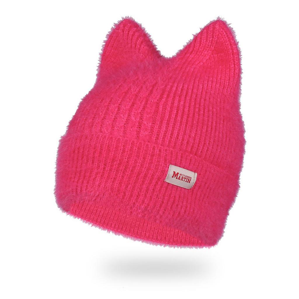 Y2K Crochet Hat for Women Winter Warm Beanie Cap Cute Cat Ear Hat for Teens Adult Cold Weather Windproof Hat Headdress