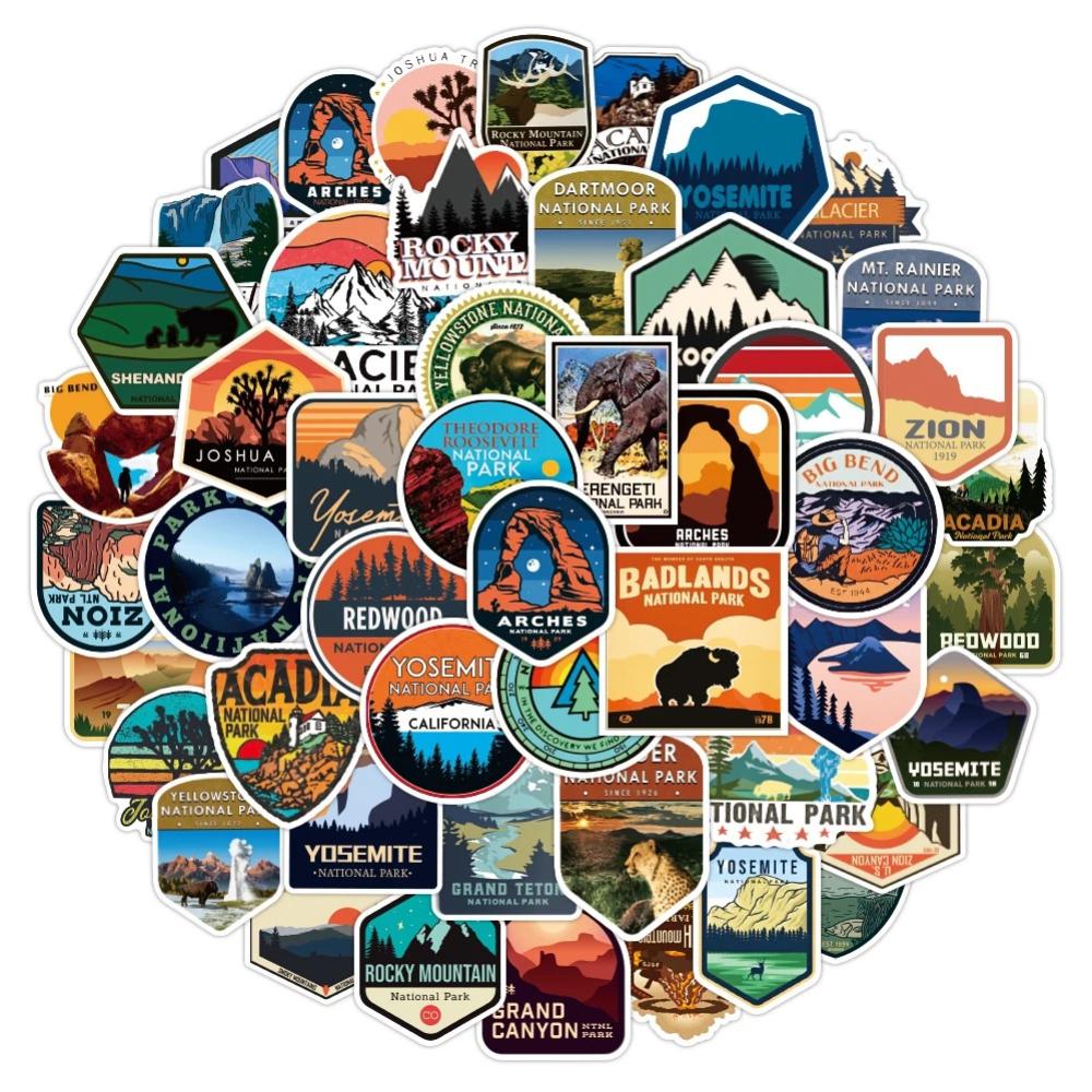 10/50 Stück Nationalpark Wahrzeichen Aufkleber Graffiti Aufkleber für DIY Gepäck Laptop Skateboard Motorrad Fahrrad Aufkleber