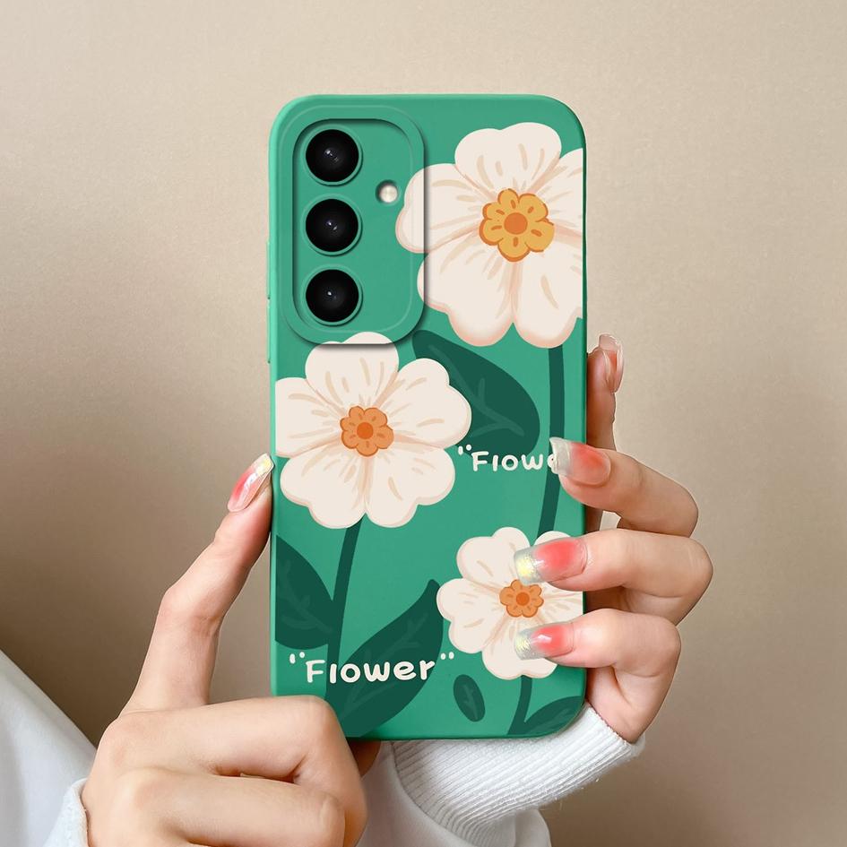 Shell For Samsung A05 A16 A56 A26 A36 F14 A05S S25 Plus Ultra Case Exquisite Avocado Durable Anti Slip Liquid Silicone Pretty Flower Cover For Samsung