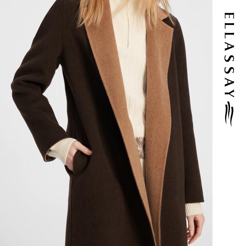 ELLASSAY Women's Autumn/Winter Yak Wool Blend Double-Faced Loose Coat
