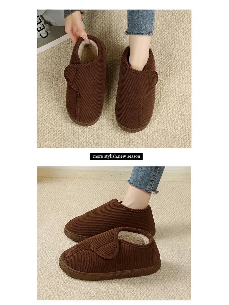 Pánské a dámské protiskluzové bavlněné boty s velurovou podšívkou: Ideální pro široká chodidla, s podpatky, vhodné pro vnitřní i venkovní použití na podzim a v zimě.