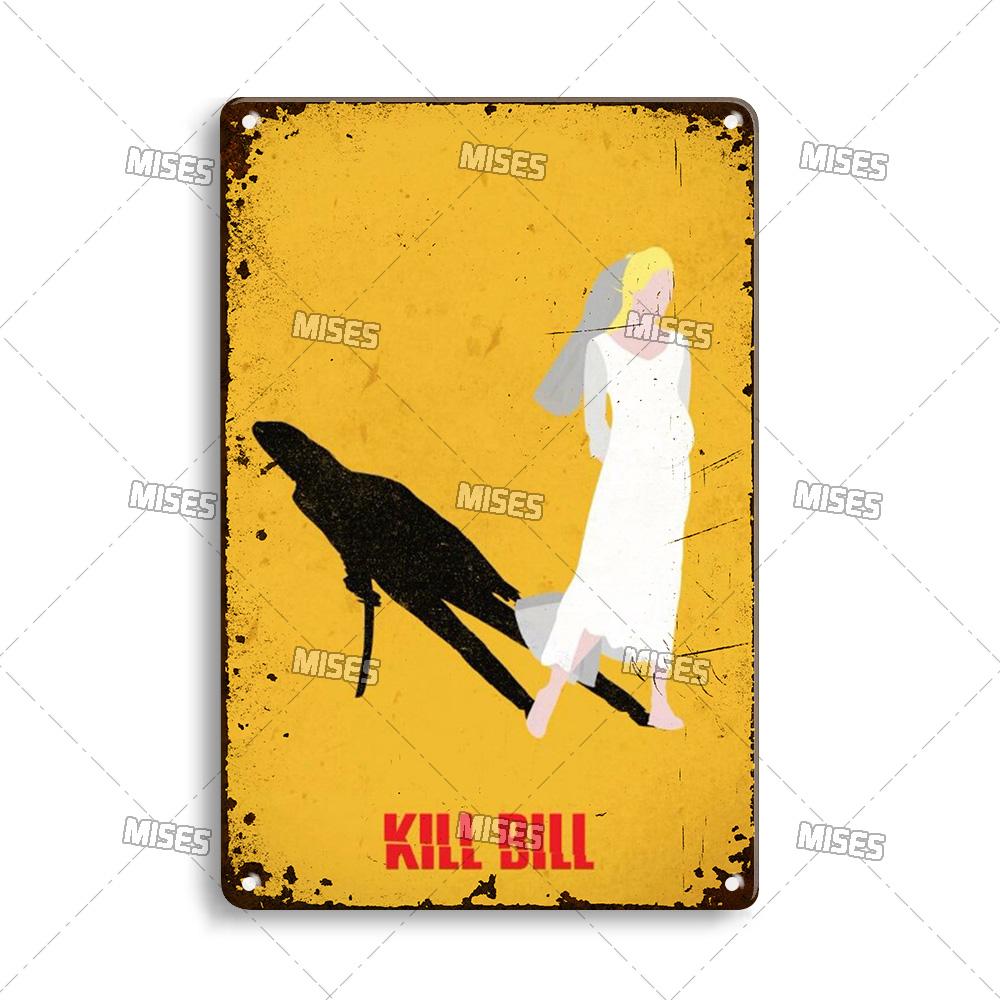 MISES Kill Bill:Sv.1 Klasický filmový bar Kovová cedule Vintage plakát Rezavý kovový talíř Průmyslový dekor Domov Kavárna Klub Kovová plaketa