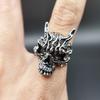 Trendy Fashion Hip-hop Black Warrior Hannya Mask Ring Men's Versatile Jewelry